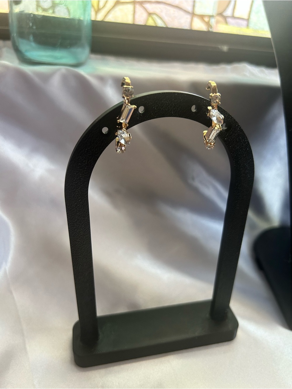 Gold and Crystal Huggie Earrings
